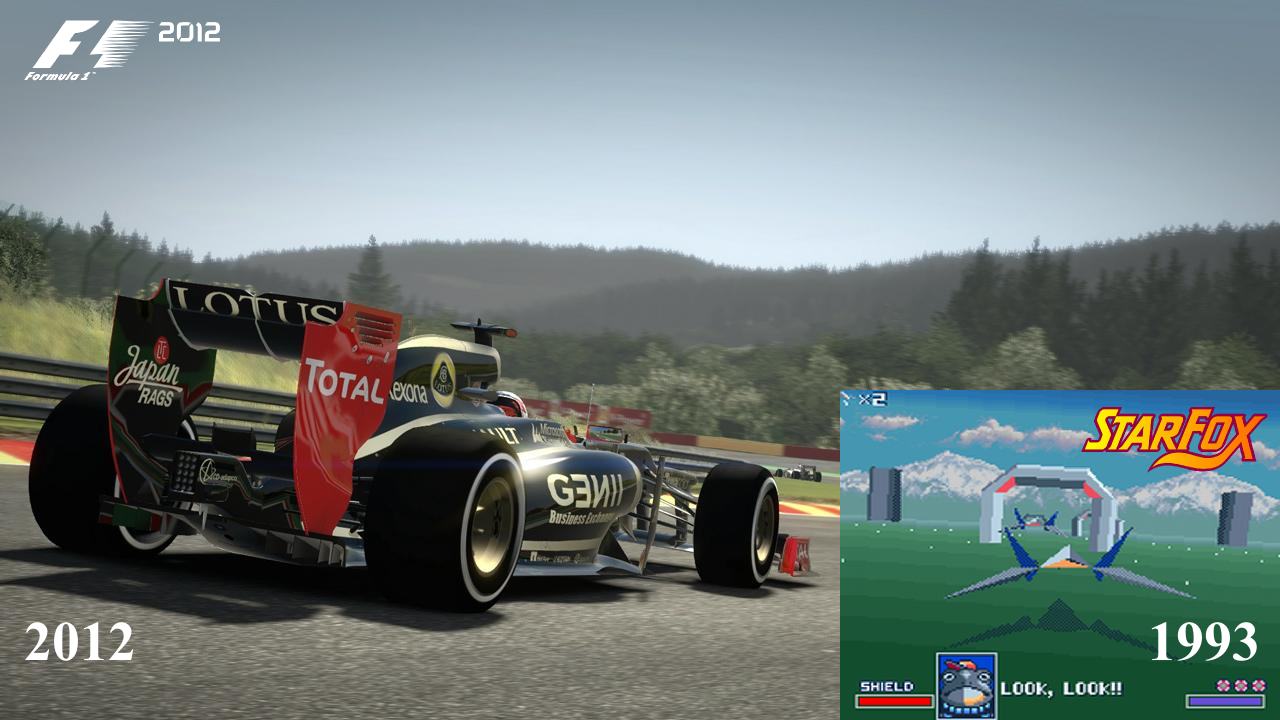 game physics has changed a lot over the years - star fox vs formula 1 2012